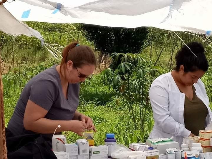 Medical team preparing medicines during outreach